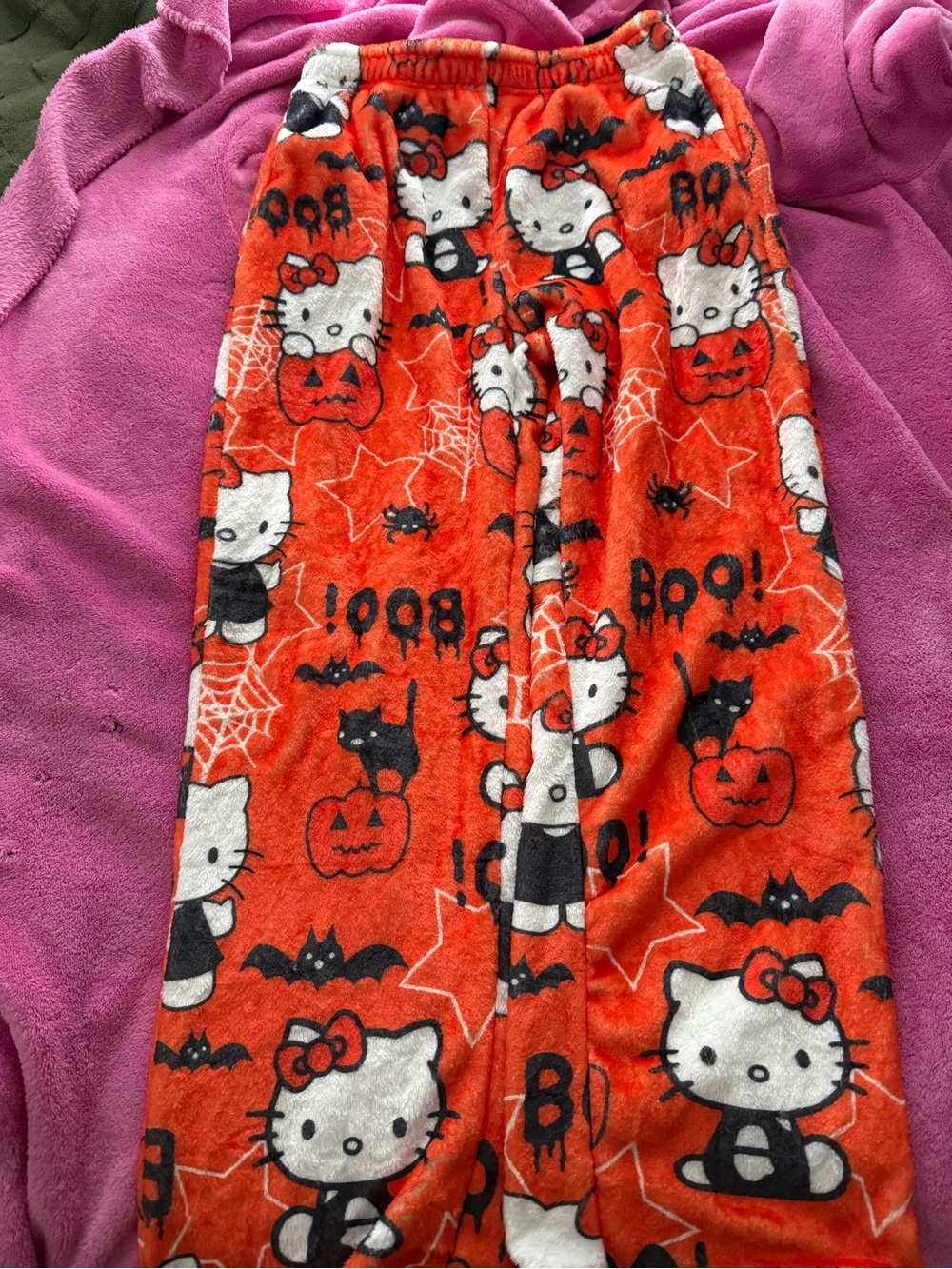 Hello Kitty Orange and White Plush Lounge Pants
